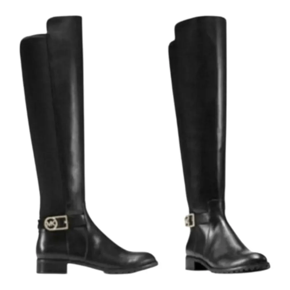 MICHAEL KORS Bryce Black Panel Leather Over The Knee Boot Size 8.5M